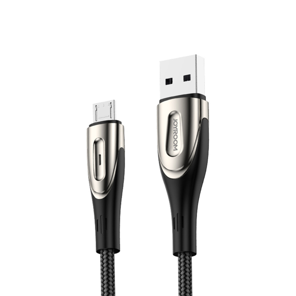 Kabeļu USB-a kabelis - microusb 3a uzlādes indikators 2m melns