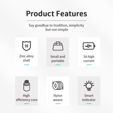 Câble USB-A câble - Indicateur de charge de microusb 3A 2M Noir