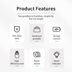 Câble USB-A câble - Indicateur de charge de microusb 3A 2M Noir