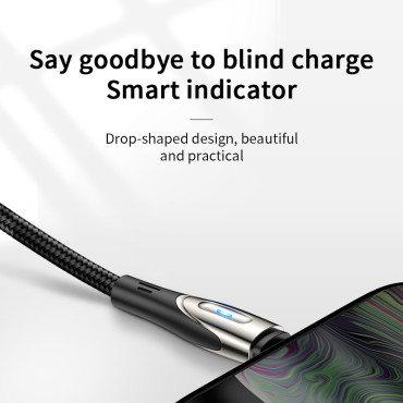 Câble USB-A câble - Indicateur de charge de microusb 3A 2M Noir