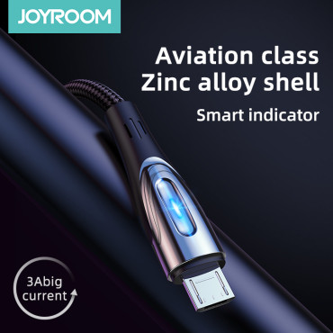 Câble USB-A câble - Indicateur de charge de microusb 3A 2M Noir