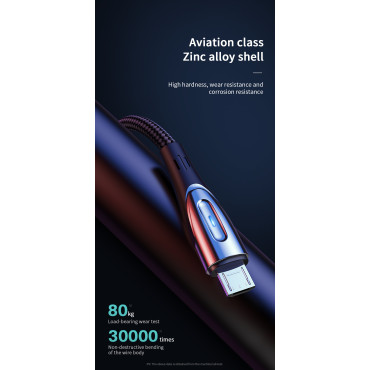 Câble USB-A câble - Indicateur de charge de microusb 3A 2M Noir
