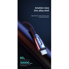 Καλώδιο USB-A καλωδιακό - MicroUSB 3A Ενδεικτήρας φόρτισης 2m μαύρο