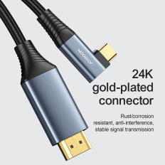Kaapeli kulmajohto USB-C - HDMI 4k 60hz 2m harmaa