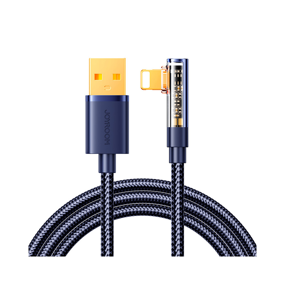 Cabo de ângulo de cabo para iPhone USB-A - Ligtning 2.4a 1.2m Azul