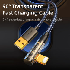 Cable Angle cable for iPhone USB-A - Ligtning 2.4A 1.2m Blue