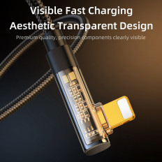 Καλώδιο γωνίας καλωδίων για το iPhone USB-A - Ligtning 2.4a 1.2m Μπλε