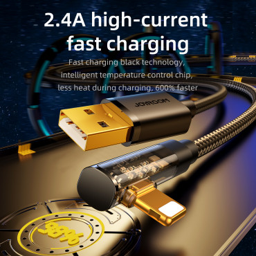 Cable Angle cable for iPhone USB-A - Ligtning 2.4A 1.2m Blue