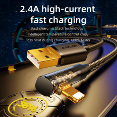 Kabelhoekkabel voor iPhone USB-A - Ligting 2.4A 1.2m Blauw