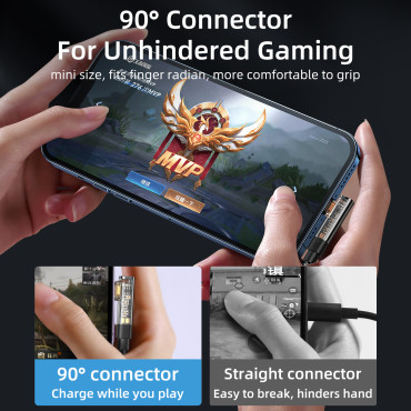 Καλώδιο γωνίας καλωδίων για το iPhone USB-A - Ligtning 2.4a 1.2m Μπλε