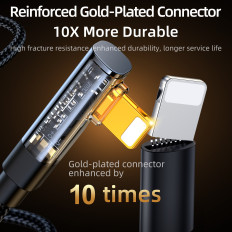 Kabelhoekkabel voor iPhone USB-A - Ligting 2.4A 1.2m Blauw