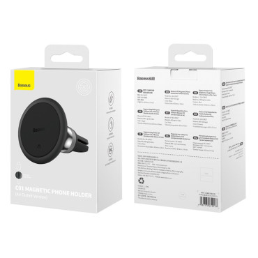 Suporte de carro para um telefone magnético em um ventilador preto