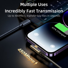 Kaabli nurgakaabel iPhone USB-A - LIGTNING 2.4a 1.2m Sinine