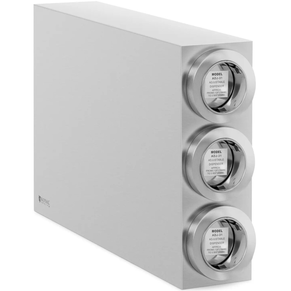 Distributør for engangskopper med 3 ståldispensere 81 - 89 mm