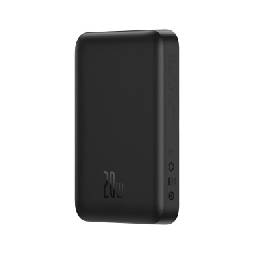 Mini powerbank 10000mAh com carga de indução magsafe 15w pd qc 20w preto