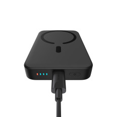 Mini powerbank 10000mAh com carga de indução magsafe 15w pd qc 20w preto