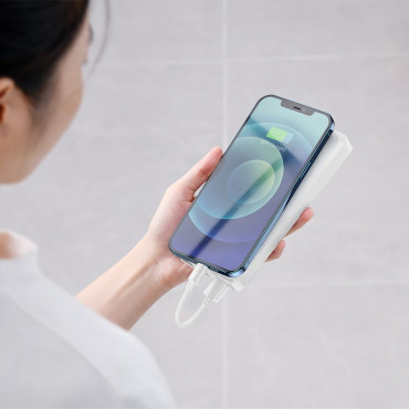 PowerBank 30000mAh 15W BIPOW + USB 4W1 Microug / Lightning / 2x καλώδιο USB-C 1.2m μαύρο