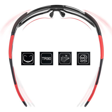 Velosipēdu glāzes ar polarizāciju un UV filtru 400 sarkans