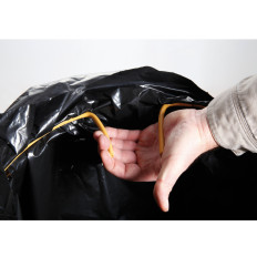 Metal catering stand on garbage bags with an iron age 120l