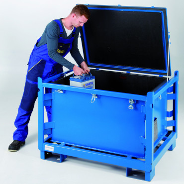 Metal Certified Container Syrebestandig Batteri Transmisjon 120x100x91cm 500l