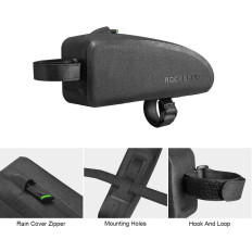 Bolsa de bicicleta impermeável dura no conceito do quadro. 1,6L preto
