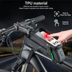Saco de bicicleta Sakwa no quadro com tampa para a navegação do telefone preto