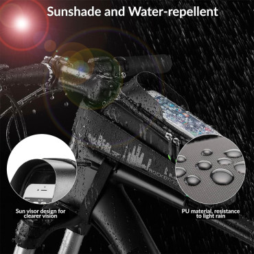 Sakwa Bicycle Bag on Frame With Cover for Phone Navigation Black