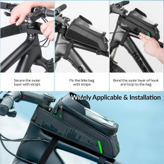 Saco de bicicleta Sakwa no quadro com tampa para a navegação do telefone preto