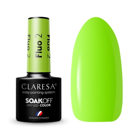 Esmalte de uñas híbrido CLARESA FLUO 2 lima 5g — vista frontal