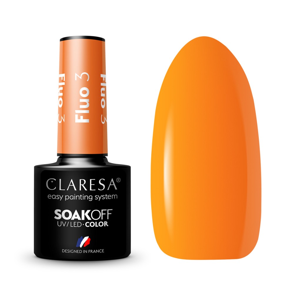 Esmalte híbrido CLARESA FLUO 3 naranja - 5 g — conjunto mostrado