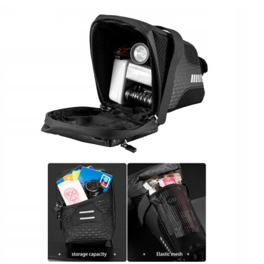 Bolsa de bicicleta impermeável fixada sob a sela. Costumens. 1.5l. Preto
