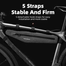 Long rigid bicycle bag Waterproof fastened to the frame 1.5L gray