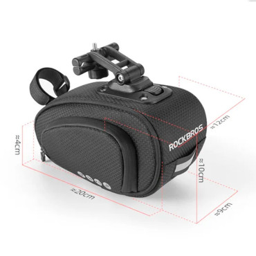 Sac de vélo sous une selle avec un noir de couplage noir à libération rapide