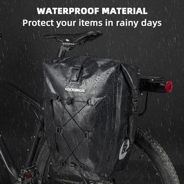 Bolsa de bicicleta impermeável para tronco ajustável 25-32L preto