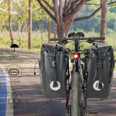 Bolsa de bicicleta impermeável para tronco ajustável 25-32L preto