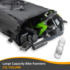 Bolsa de bicicleta impermeável para tronco ajustável 25-32L preto