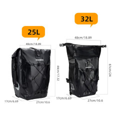 Kolesarska vrečka Vodotesna za nastavljivo deblo 25-32L črni