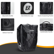 Bolsa de bicicleta impermeável para tronco ajustável 25-32L preto