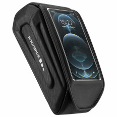Saco de bicicleta no quadro com tampa para telefone impermeável preto