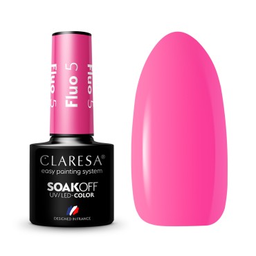 CLARESA hibridni lak za nohte FLUO 5 - 5 g — skupaj prikazano
