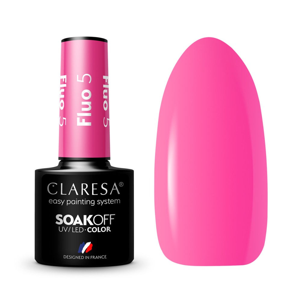 CLARESA Hybrid Nagellack FLUO 5 Candy Pink 5g — zusammen gezeigt