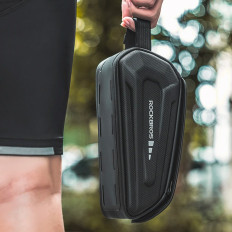 Bicycle bag on frame with cover for phone waterproof black