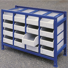 Workshop plank op onderdelen- en ladetools met containers SET 17 ELEM.