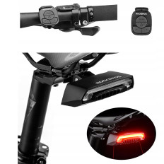 Rear bicycle lamp with a laser remote control and USB signpost functions