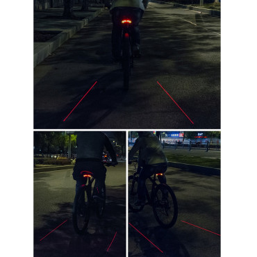 Zadnja kolesarska svetilka z laserskim daljinskim upravljalnikom in funkcijami za označevanje USB