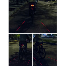 Lâmpada de bicicleta traseira com um controle remoto laser e funções de sinalização USB