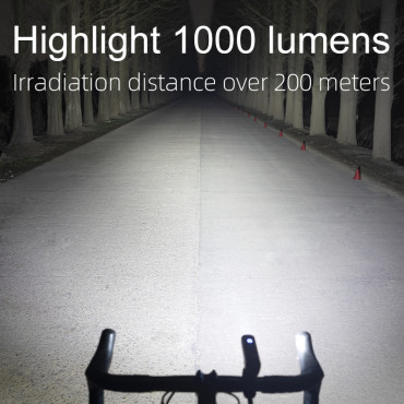 Cykelljus 1000lm 5 Driftslägen Vattentät USB-ficklampa