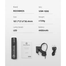 Bicycle light 1000lm 5 operating modes Waterproof USB Flashlight