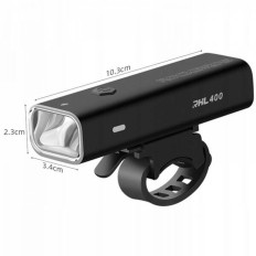 Lampada da biciclette anteriore 400LM + cavo USB Micro 4 modalità operativa