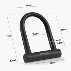 Kolesarska zaponka U-Lock Ojačana ključavnica - črna